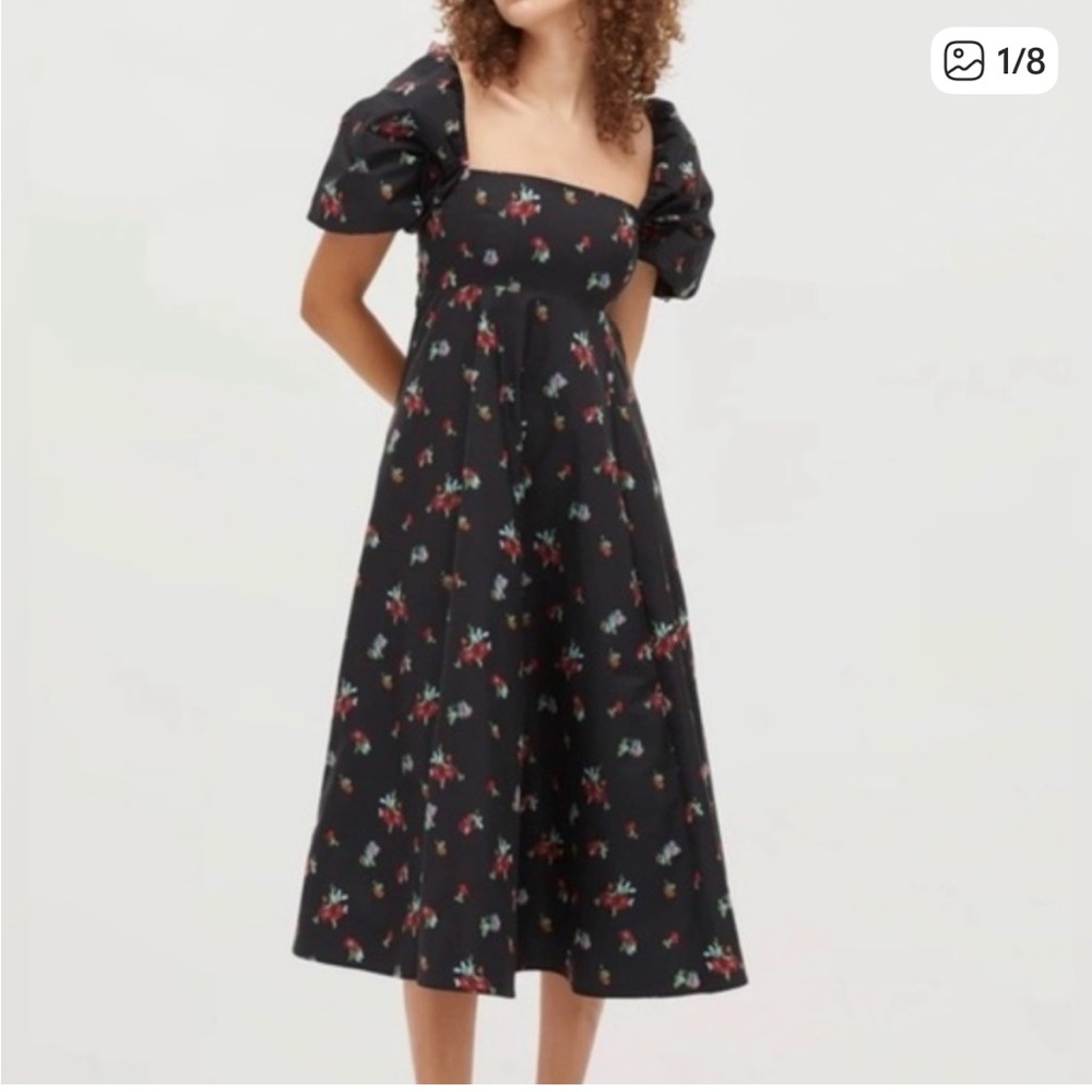 Hill House Black Dress with Colorful Floral Design